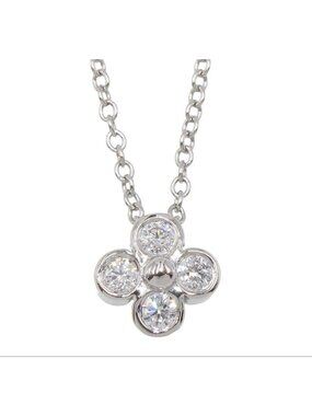 Tiffany & Co Diamond Bezel Set Flower Necklace